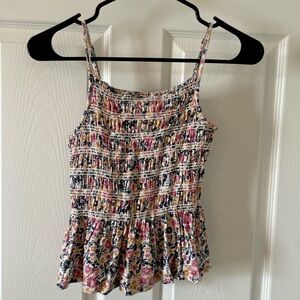 SO Brand Juniors Smocked Floral Tank Top Adjustable straps - Small